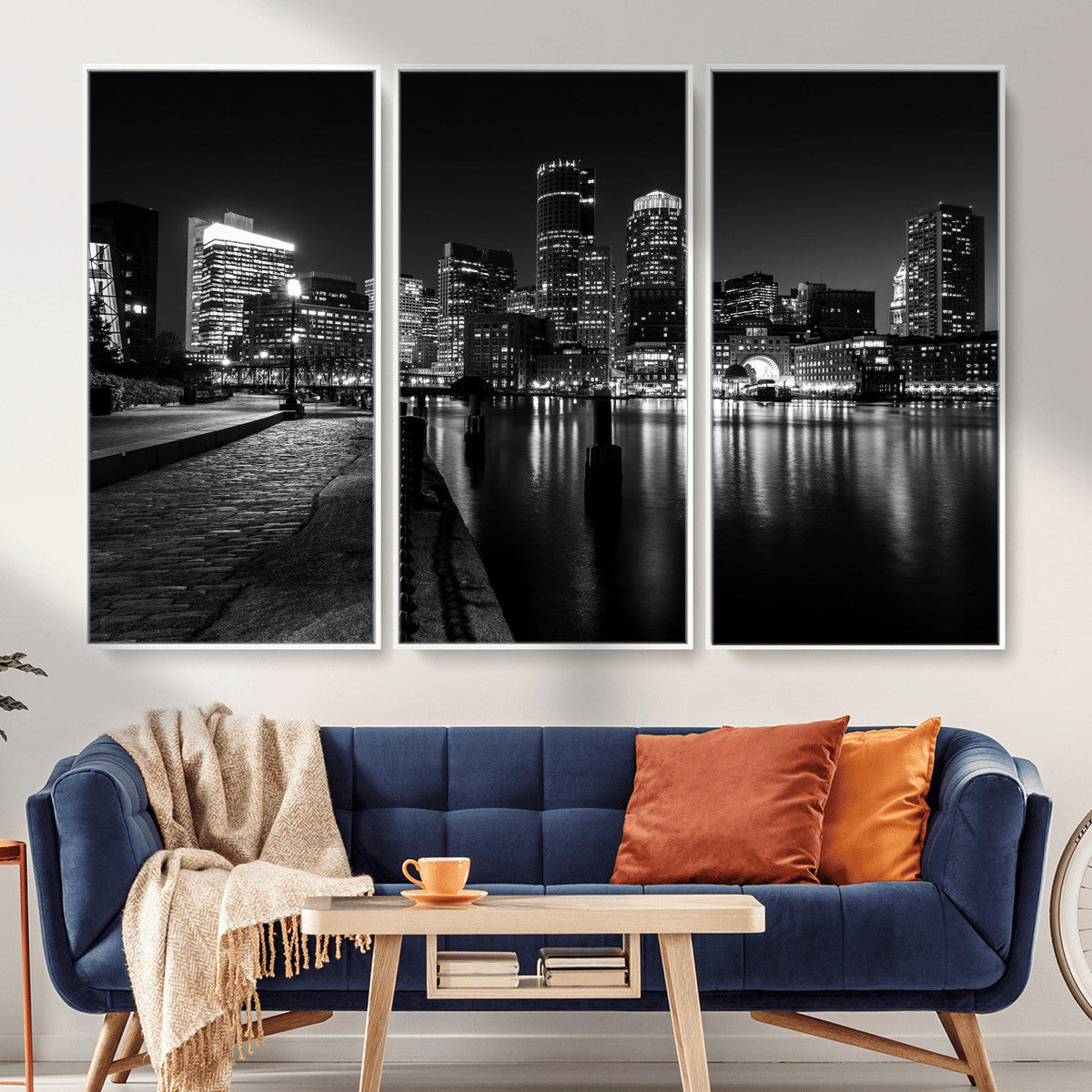 Boston Wall Art Canvas Print, Boston City Downtown Night