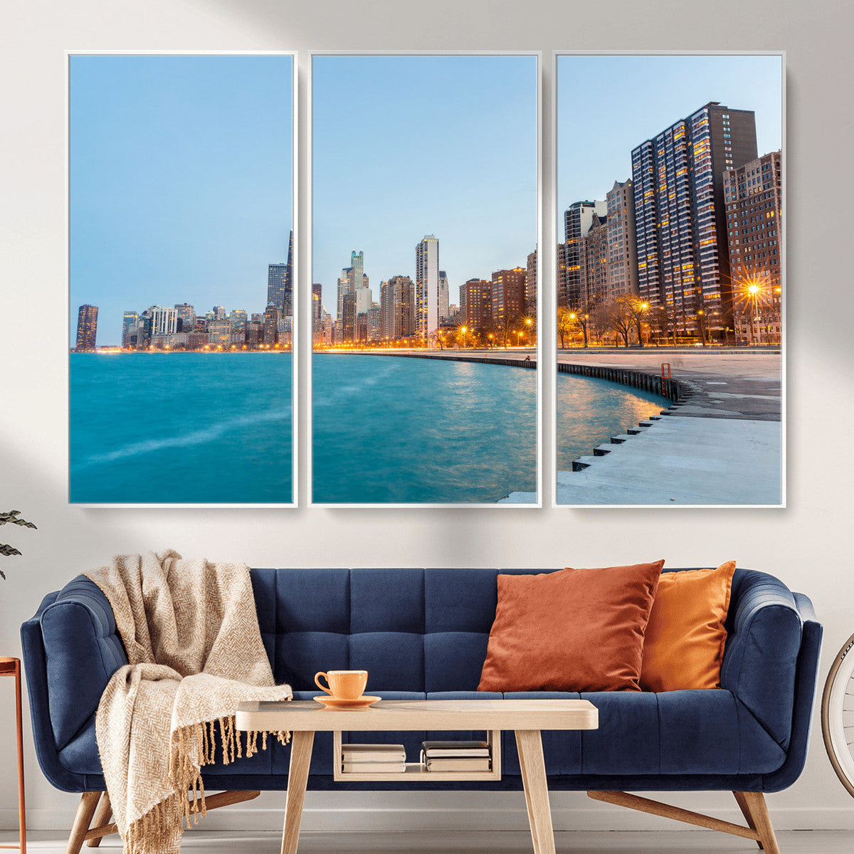 Chicago Wall Art Canvas Print, Chicago City Downtown Night