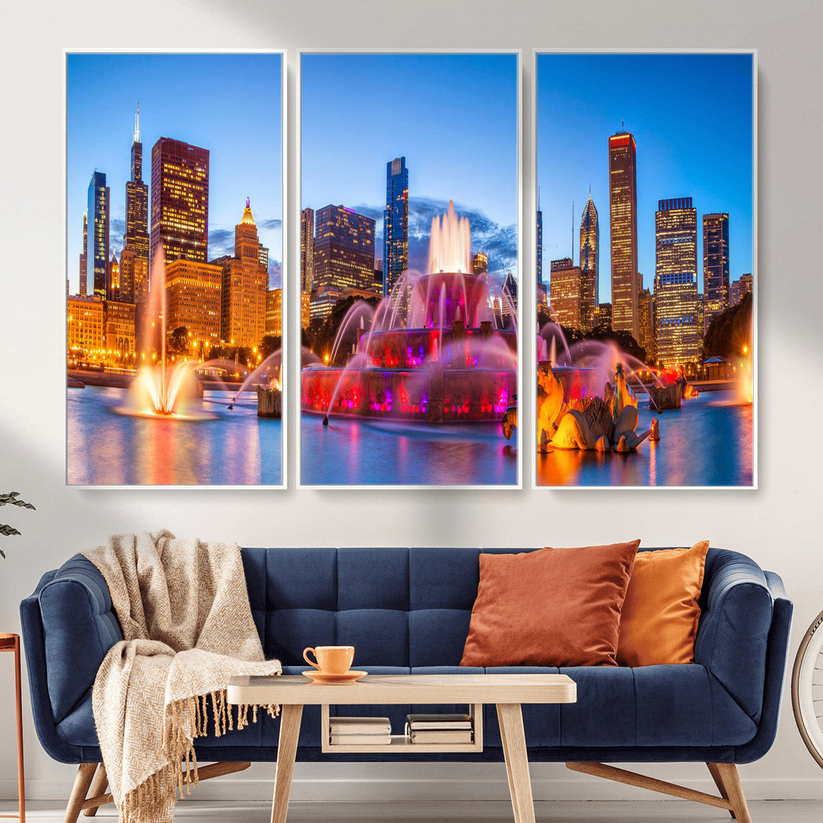 Chicago Wall Art Canvas Print, Chicago City Downtown Night