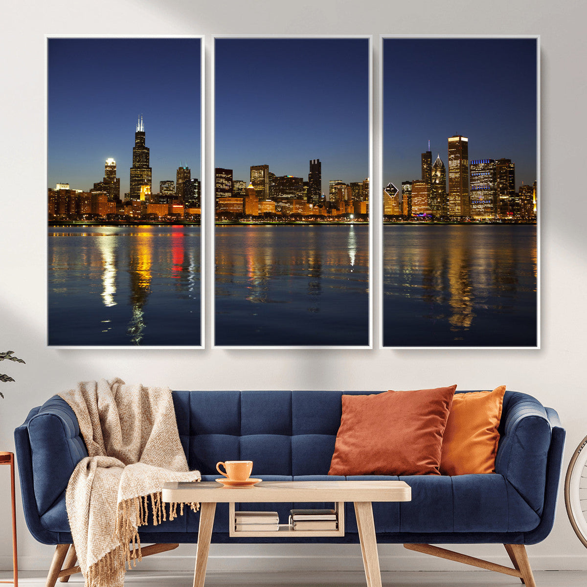 Chicago Wall Art Canvas Print - Chicago City Downtown Night