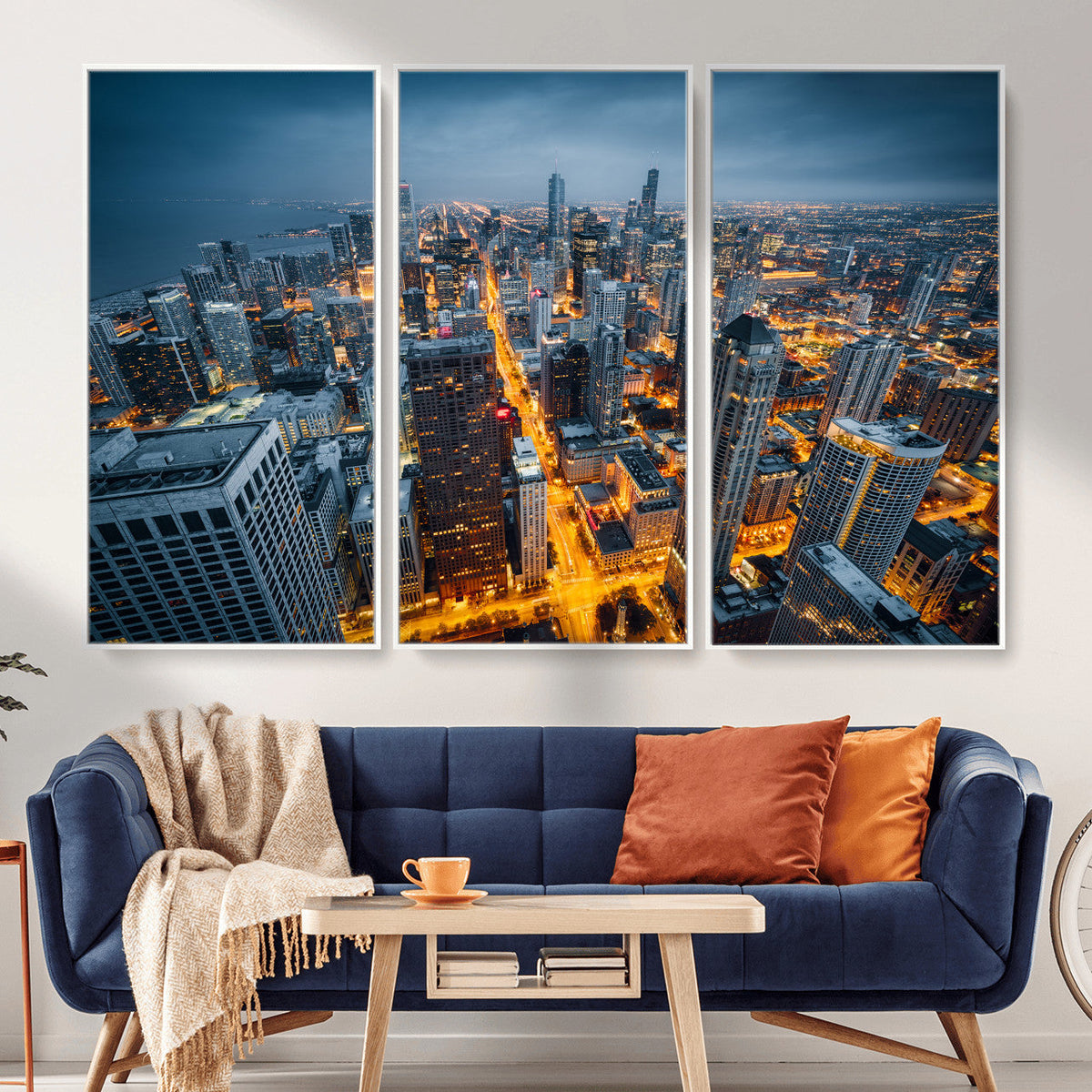 Chicago Wall Art Canvas Print - Chicago City Downtown Night
