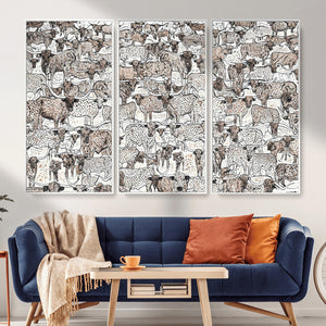 Abstract Texas Cow Wall Art Canvas Print - Farm Longhorn