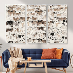 Abstract Texas Cow Canvas Print for Cabin and Western Home