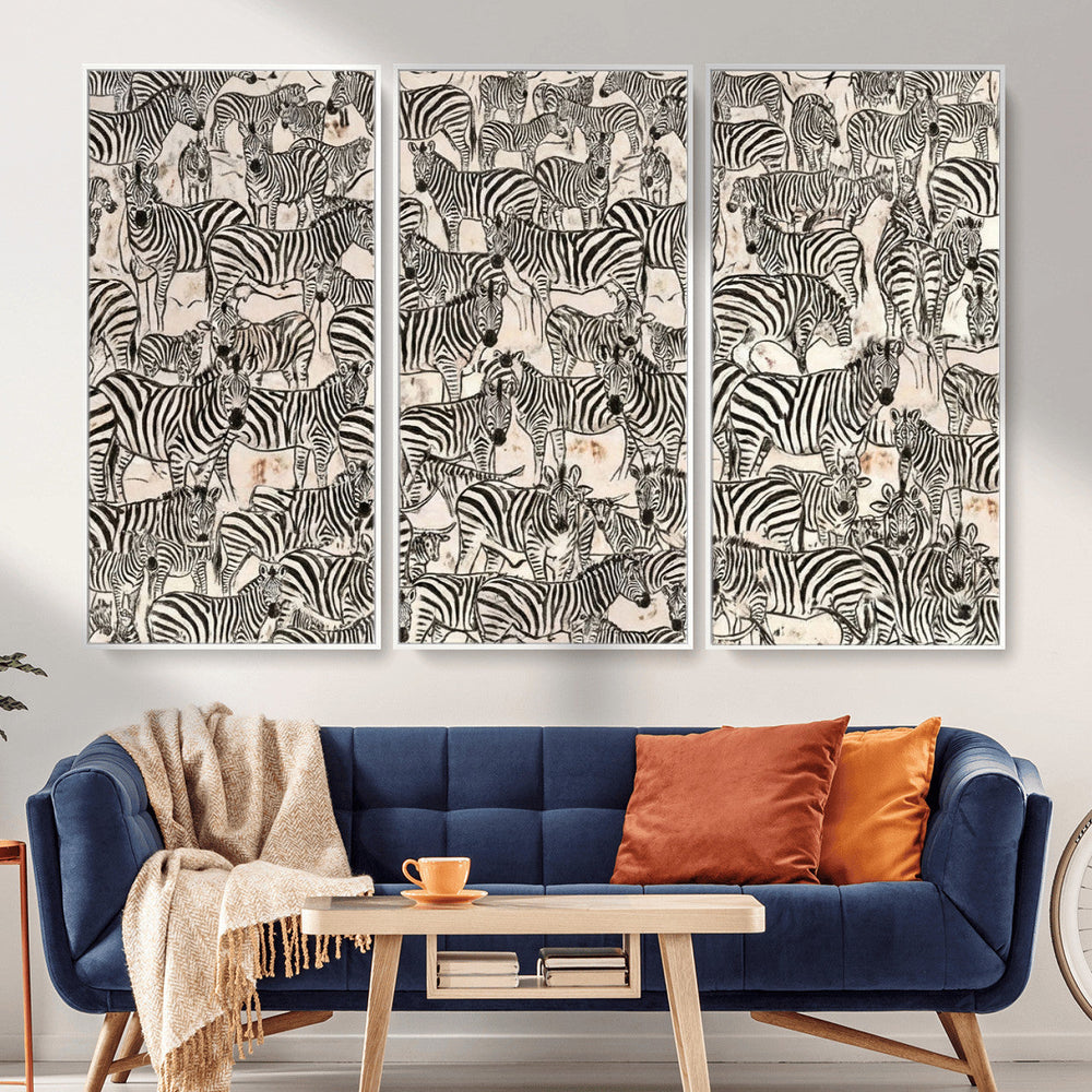 Abstract Zebra Wall Art Canvas Print for Farmhouse Decor