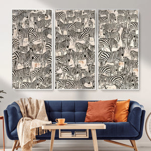 Abstract Zebra Wall Art Canvas Print for Farmhouse Decor