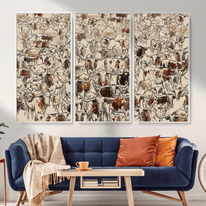 Abstract Longhorn Wall Art Canvas Print - Farm Animal