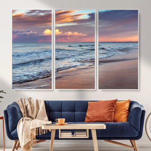 Ocean Sunset Wall Art Canvas Print – Coastal Beach