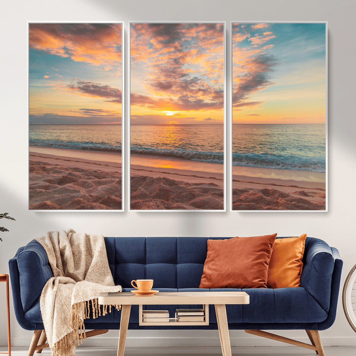 Sunset Beach Wall Art Canvas Print – Soft Coastal