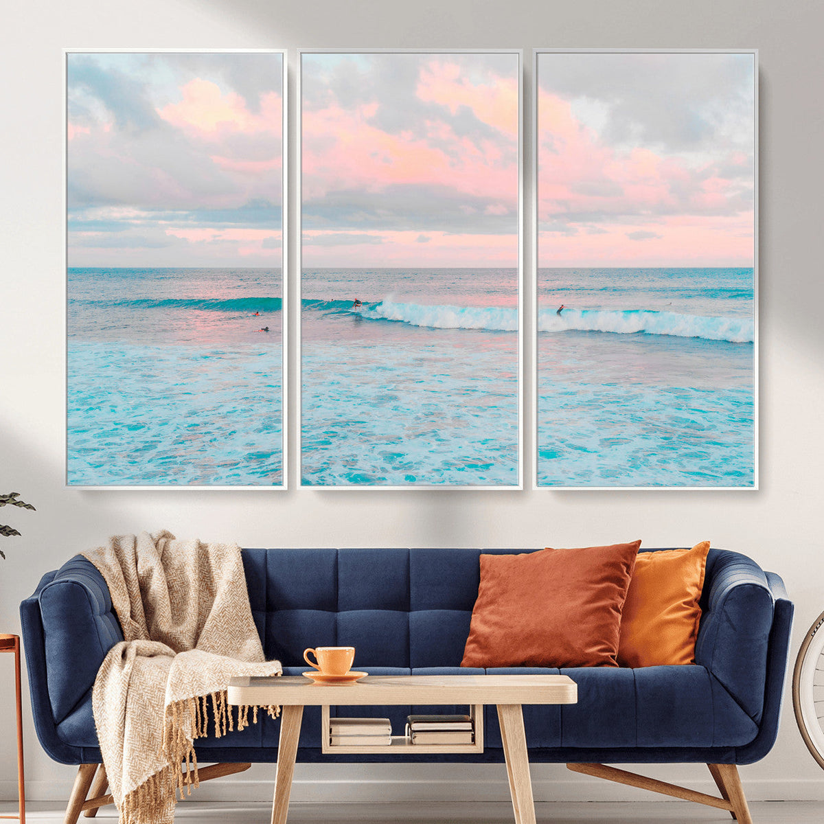Ocean Wave Wall Art Canvas Print, Pastel Surf Seascape
