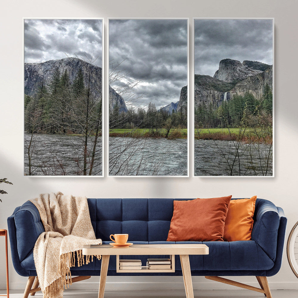 Yosemite Valley River Wall Art Canvas Print, Granite Cliffs