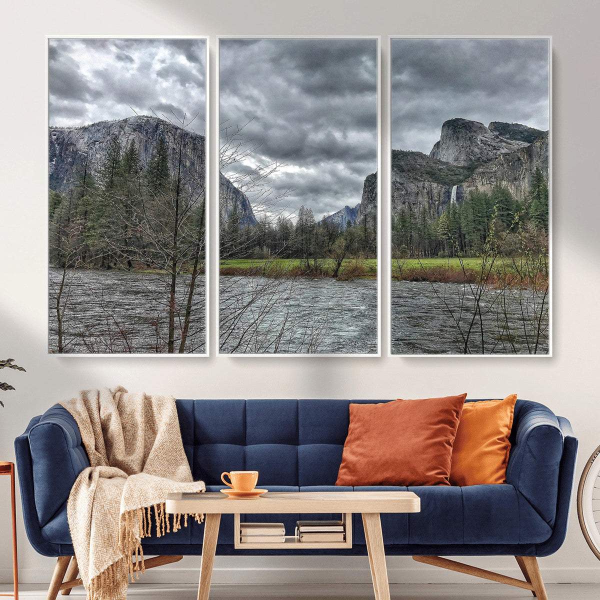 Yosemite Valley River Wall Art Canvas Print, Granite Cliffs