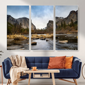 Yosemite Valley Mountain Landscape Wall Art Canvas Print,