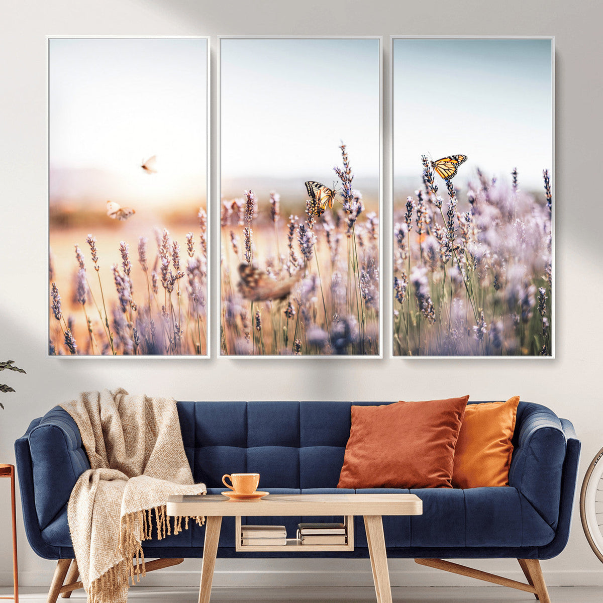 Lavender Field Wall Art Canvas Print, Butterfly Floral