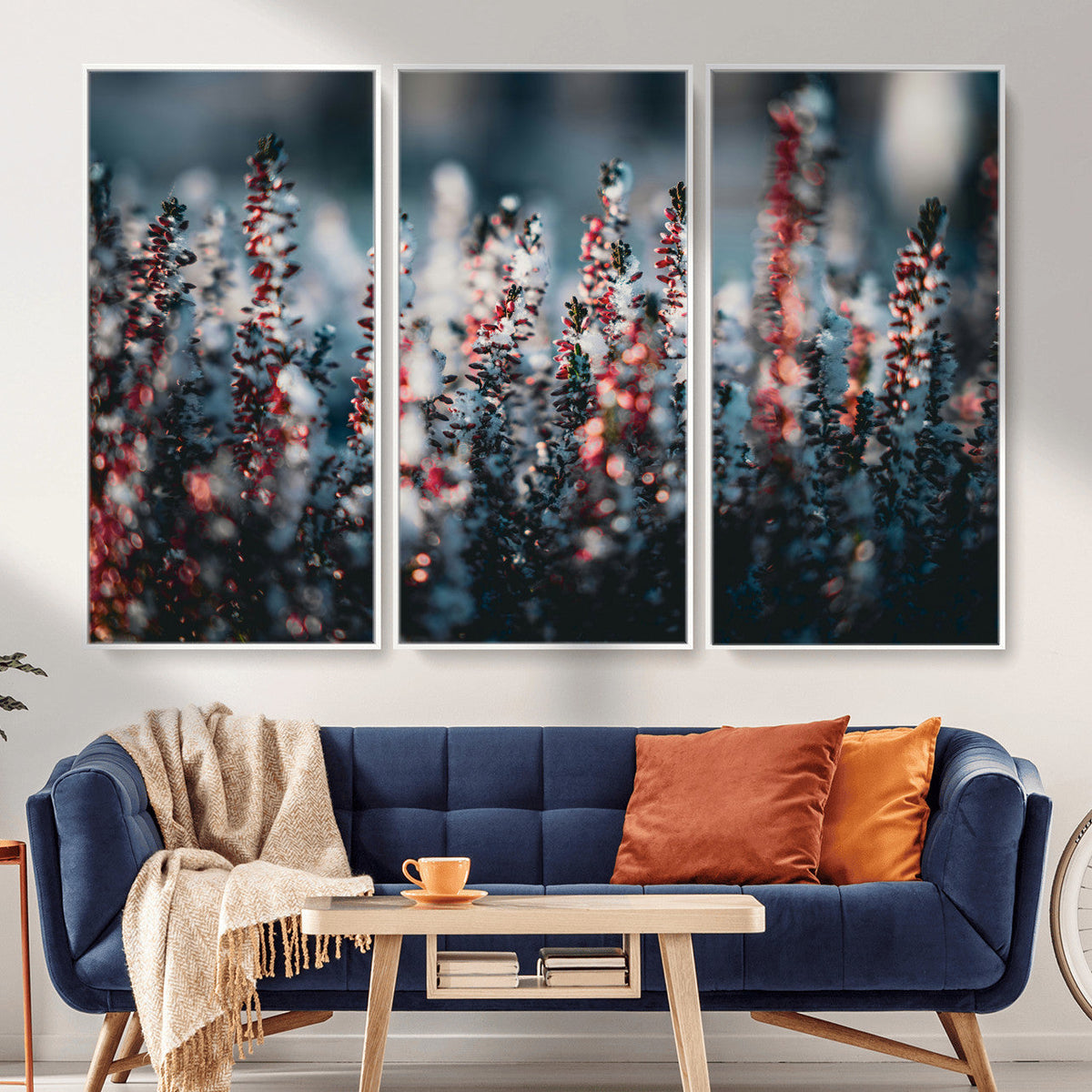 Winter Heather Wall Art Canvas Print, Frosted Floral Nature