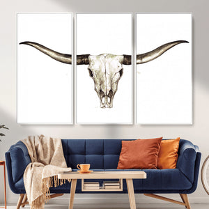 Longhorn Skull Wall Art Canvas Print – Rustic Western