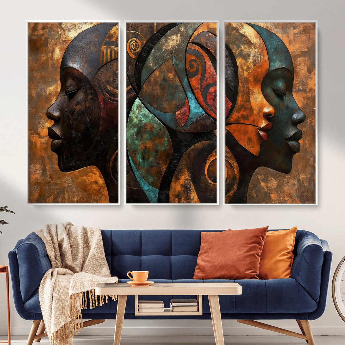 Abstract Afro American Women Wall Art Canvas Print