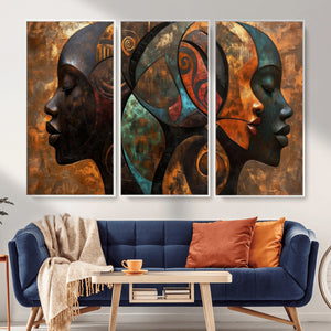 Abstract Afro American Women Wall Art Canvas Print