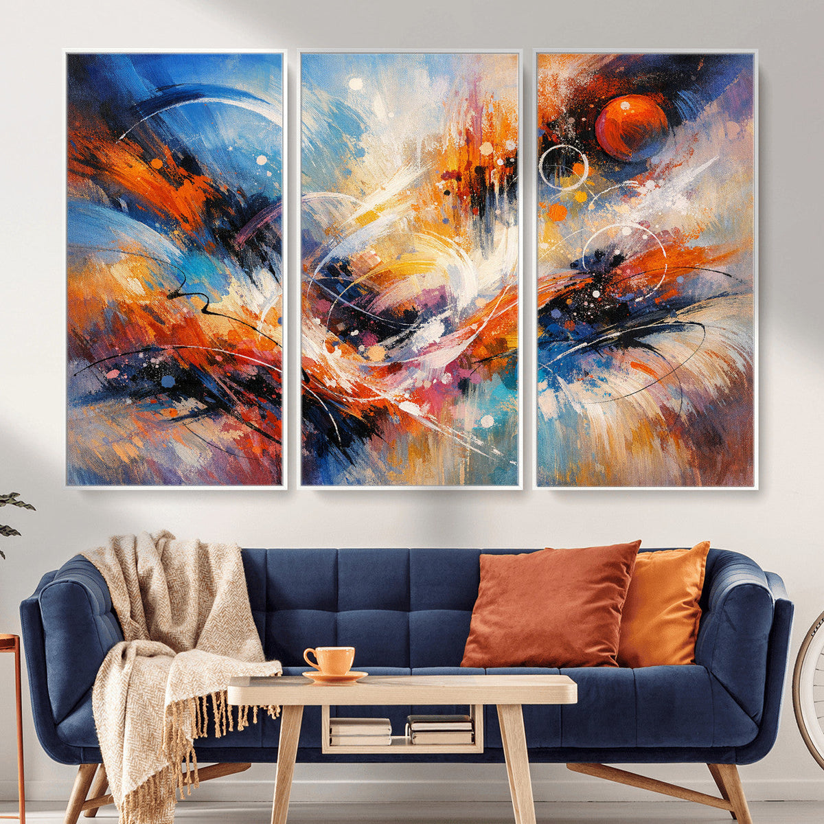 Lyrical Abstraction Wall Art Canvas Print, Orange Blue