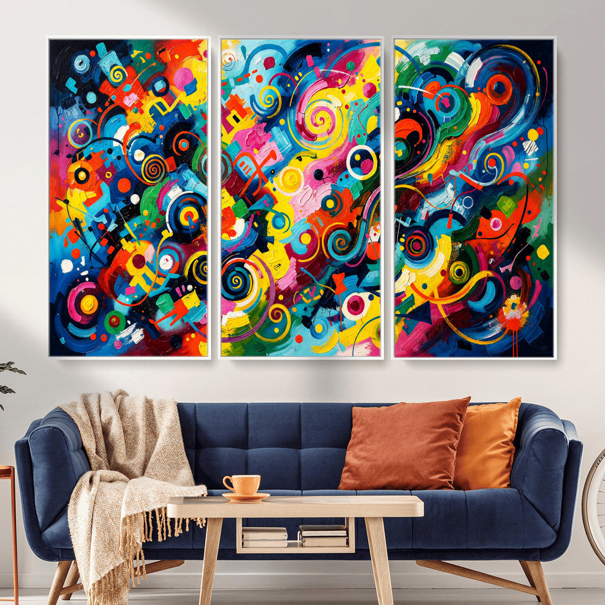 Geometric Abstract Wall Art Canvas Print, Bold Color