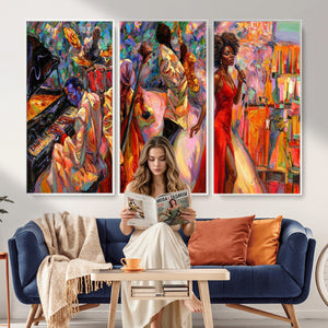 African American Jazz Singer Canvas Art — Red Dress Black