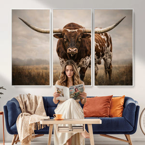 Texas Longhorn Canvas Wall Art Western Bull Desert Moody