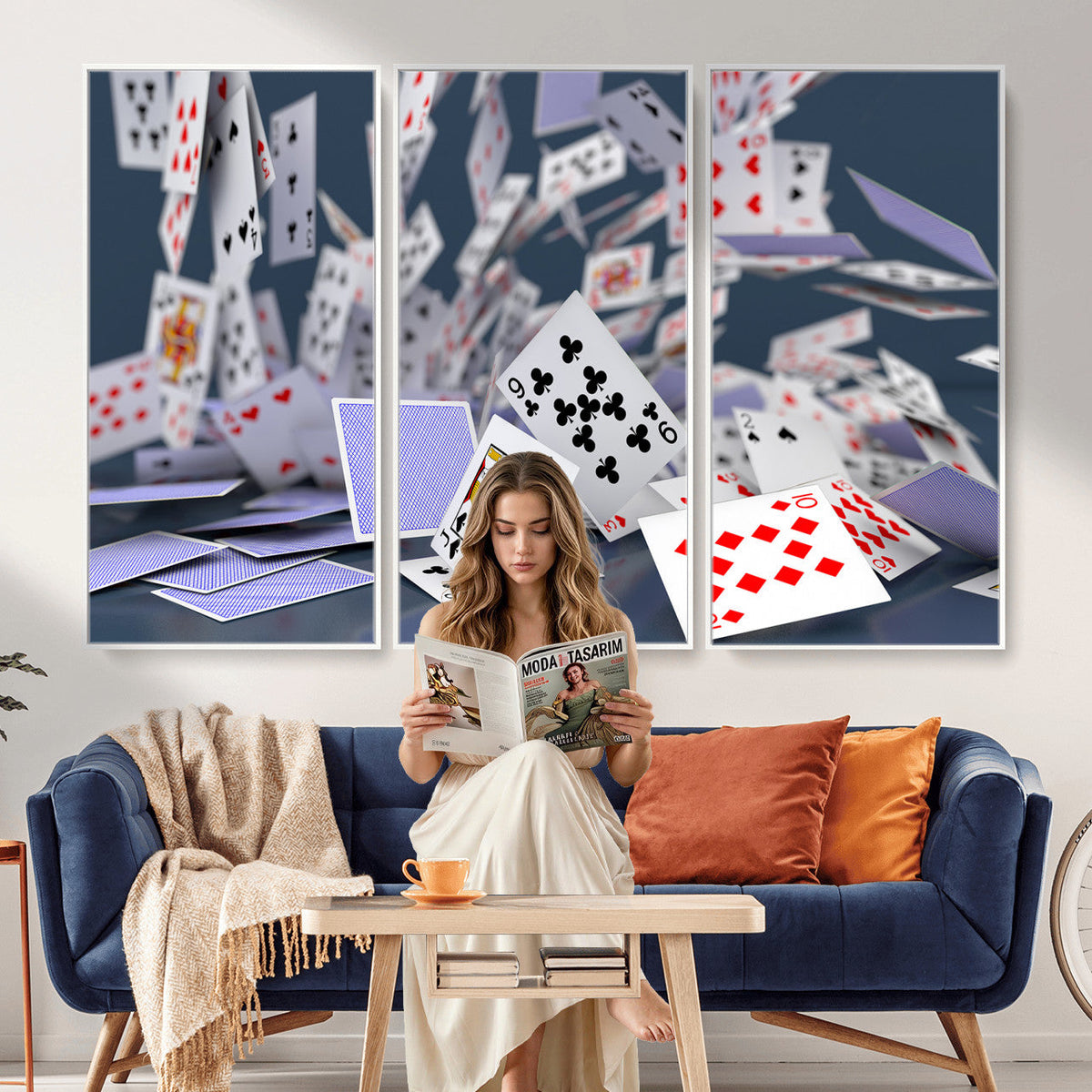 Playing Cards Canvas Wall Art | Casino Game Room Decor,