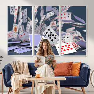 Playing Cards Canvas Wall Art | Casino Game Room Decor,