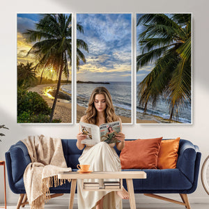 Mar Chiquita Beach Puerto Rico Canvas Wall Art, Manati Caribbean Coastal Photography Print, Tropical Ocean Sunset Decor