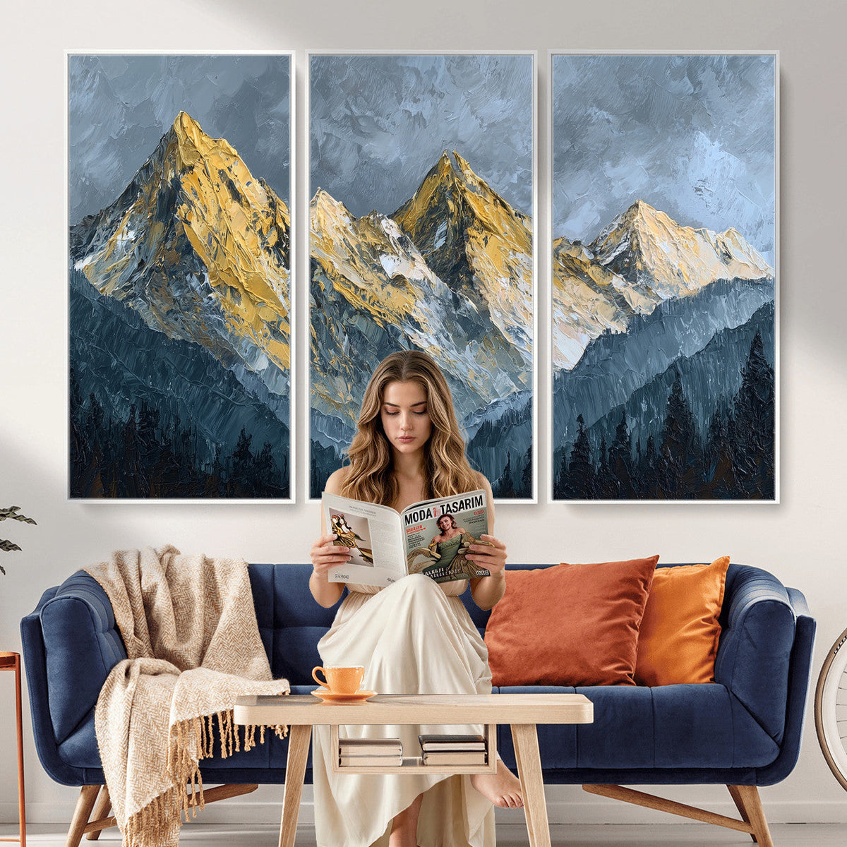 Abstract Mountain Wall Art Canvas Print Modern Landscape Painting Print