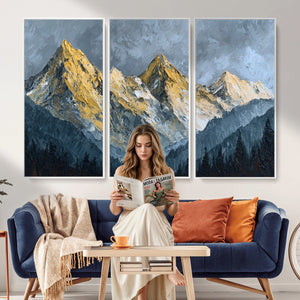 Abstract Mountain Wall Art Canvas Print Modern Landscape Painting Print