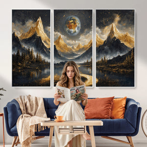 Abstract Mountain Wall Art Canvas Print Modern Landscape Painting Print