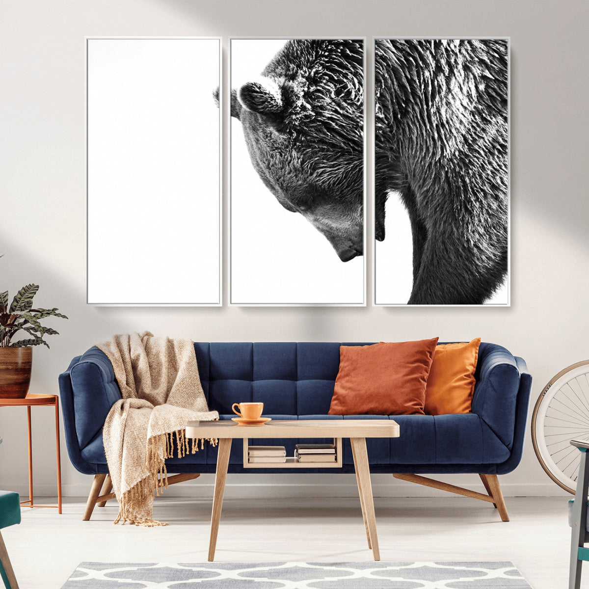 Black and White Grizzly 399 Bear Canvas Print Wall Art |