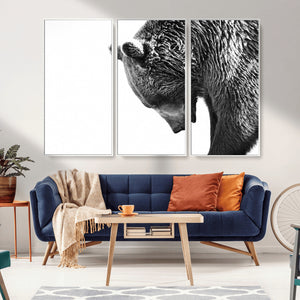 Black and White Grizzly 399 Bear Canvas Print Wall Art |