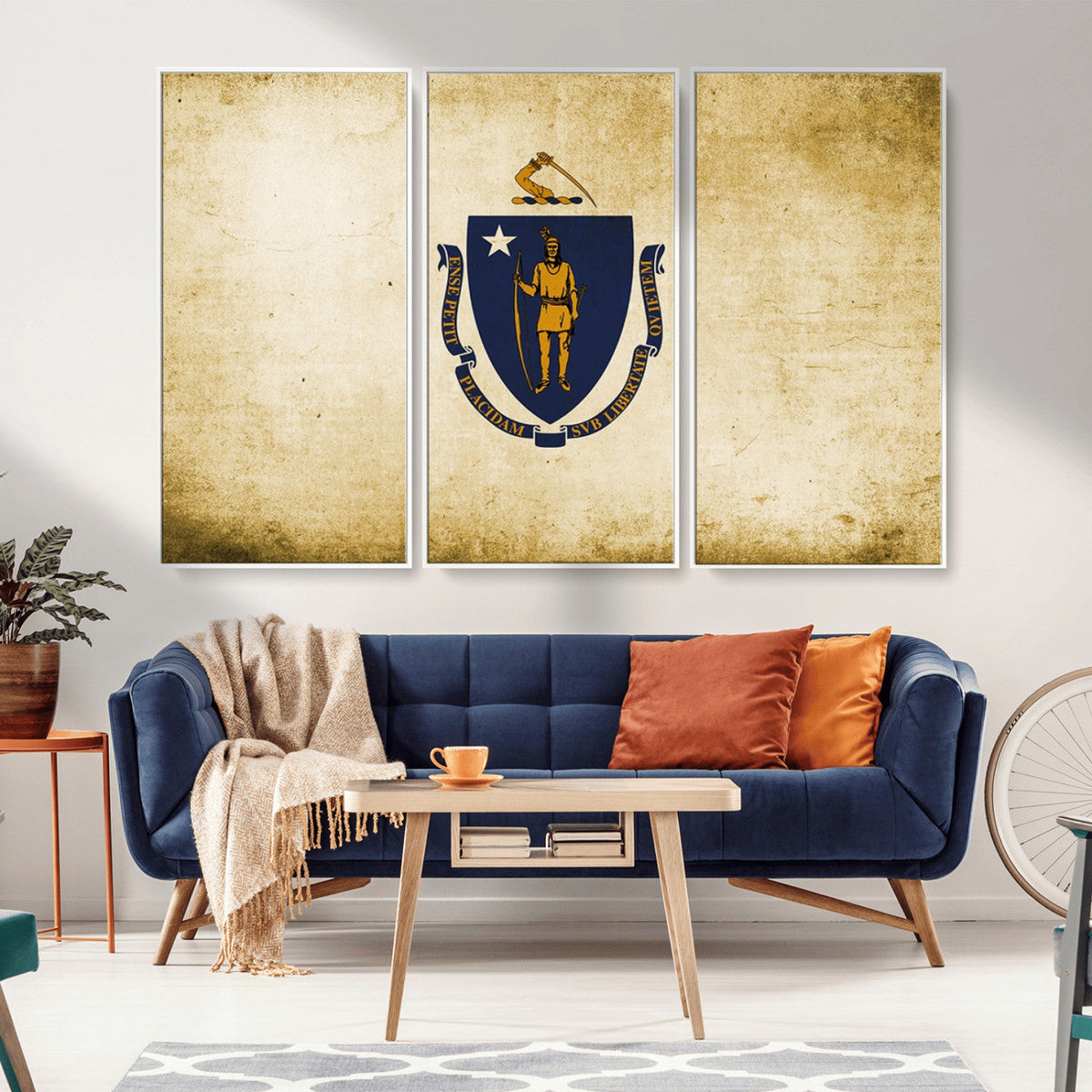 Massachusetts Flag Wall Art Canvas Print