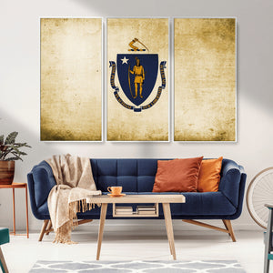 Massachusetts Flag Wall Art Canvas Print