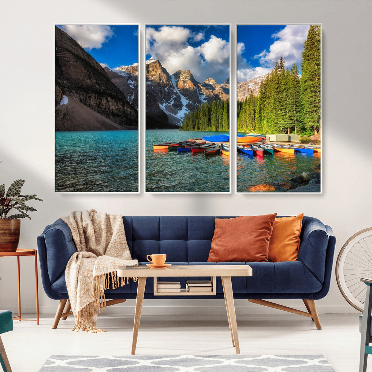 Moraine Lake 3-Panel Wall Art, Majestic Mountain and Lake