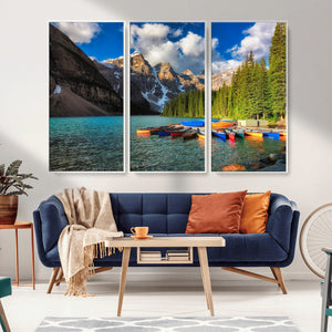 Moraine Lake 3-Panel Wall Art, Majestic Mountain and Lake