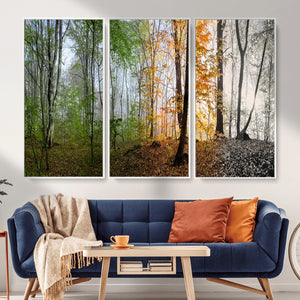 Four Seasons Wall Art Forest Canvas Print – Triptych