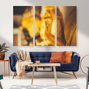 Gold Buddha Statue Hands Wall Art Canvas Print