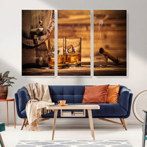 Rustic Whiskey and Barrel Canvas Print