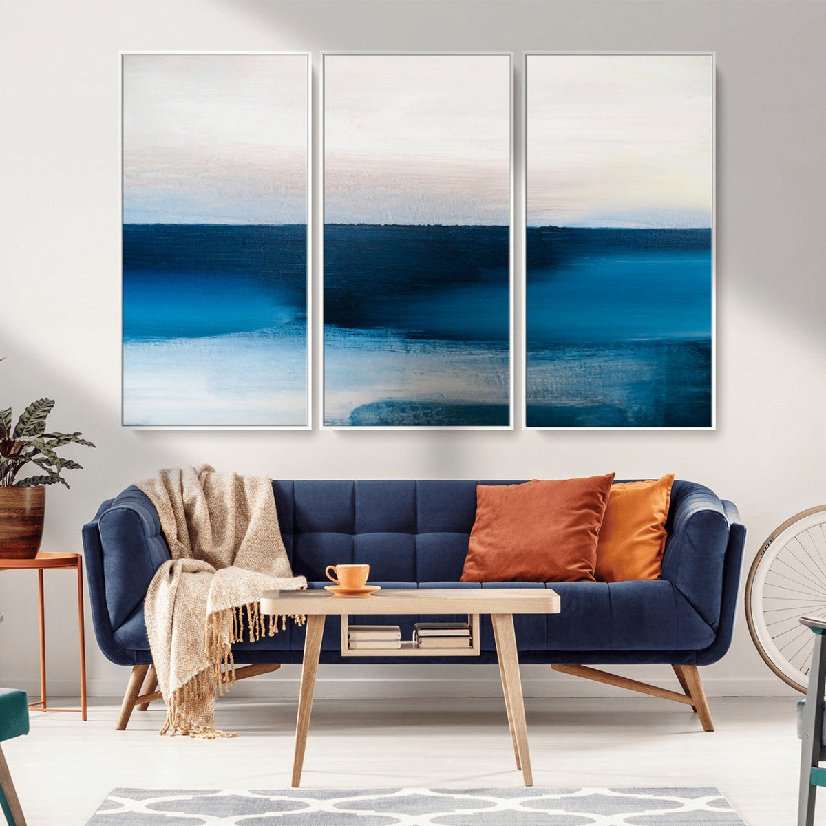 Dark Blue Abstract Wall Art Canvas Print