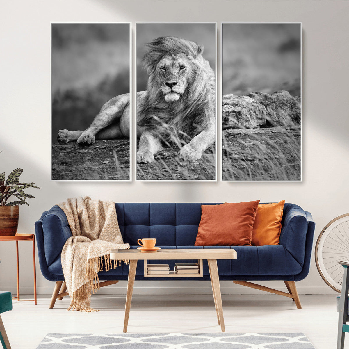 King Forest Lion Wall Art Canvas Print – Framed Majestic