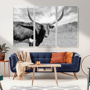 Cattle Wall Art Longhorn Cow Canvas Print
