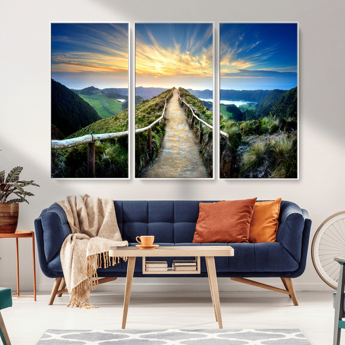 Mountain and Sunset Wall Art Canvas Print
