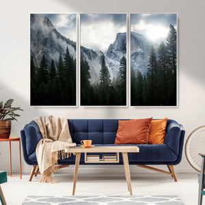 Yosemite National Park El Capitan Foggy Mountain Wall Art |