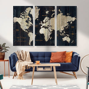 World Map Canvas Print – Detailed Map of the World Wall Art