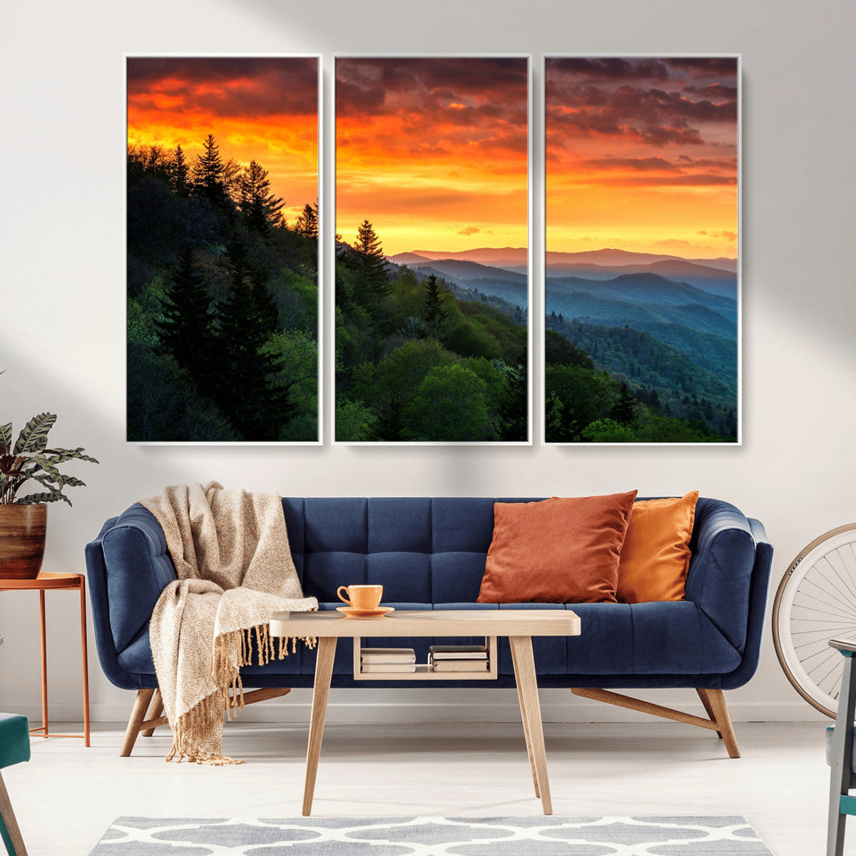 Forest Landscape Wall Art Sunset Canvas, Forest Sunset