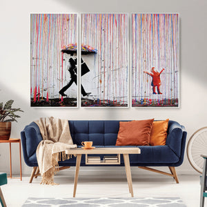 Banksy Wall Art Canvas Print, Framed Graffiti Art Picture