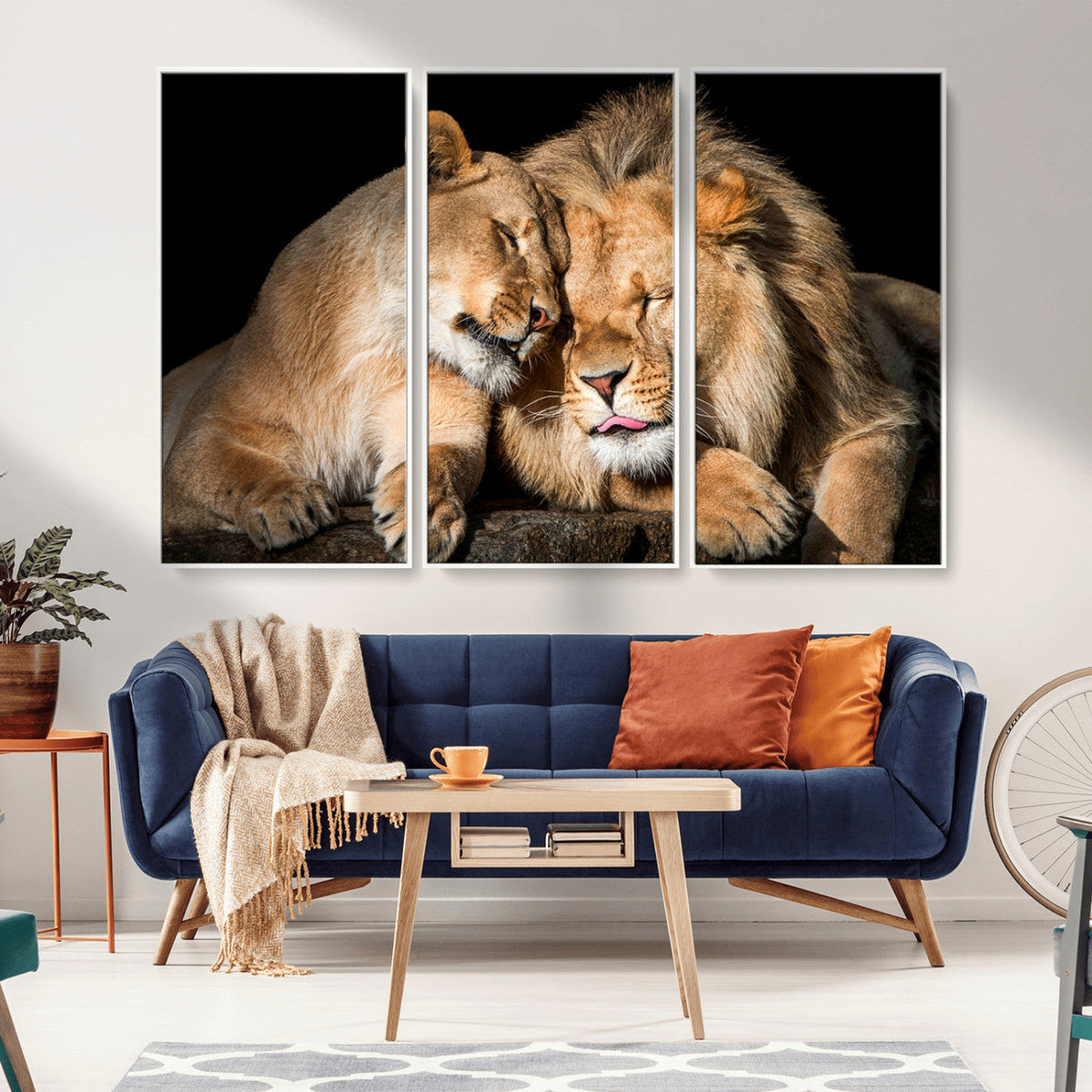 Lion and Lioness Wall Art Canvas Print – Framed African