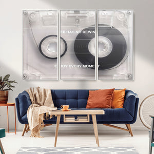 Vintage Cassette Tape Canvas Wall Art - Inspirational 'Life